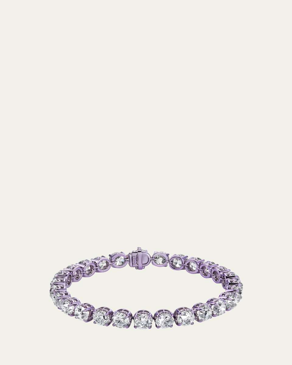 Reworked Vintage Platinum Diamond Tennis Bracelet, 27.22tcw